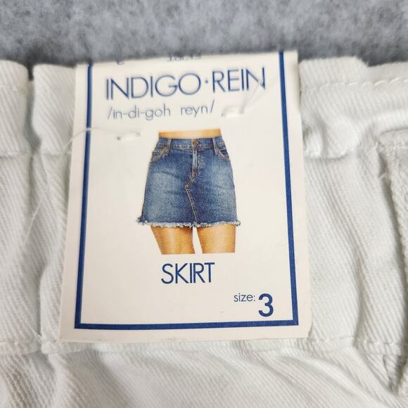 Indigo Rein Skirt Womens  Size 3 White Denim Button Fly NEW with Tags - Picture 7 of 10